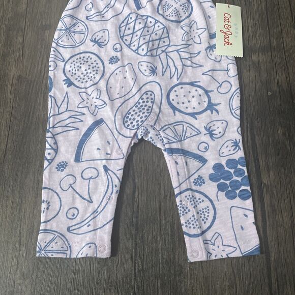 Cat & Jack Baby Girls Romper Pink Blue Assorted Fruits Sleeveless Newborn Size - Picture 5 of 8